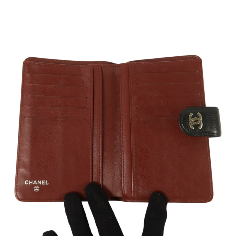 CHANEL 牛皮皮革Wallet銀扣長錢包-5