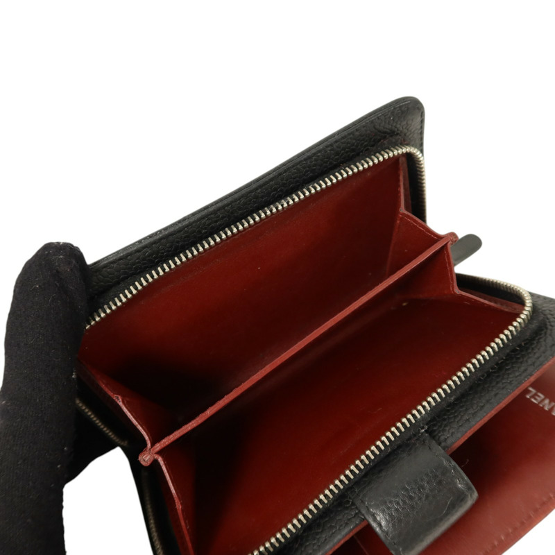 CHANEL 牛皮皮革Wallet銀扣長錢包-7