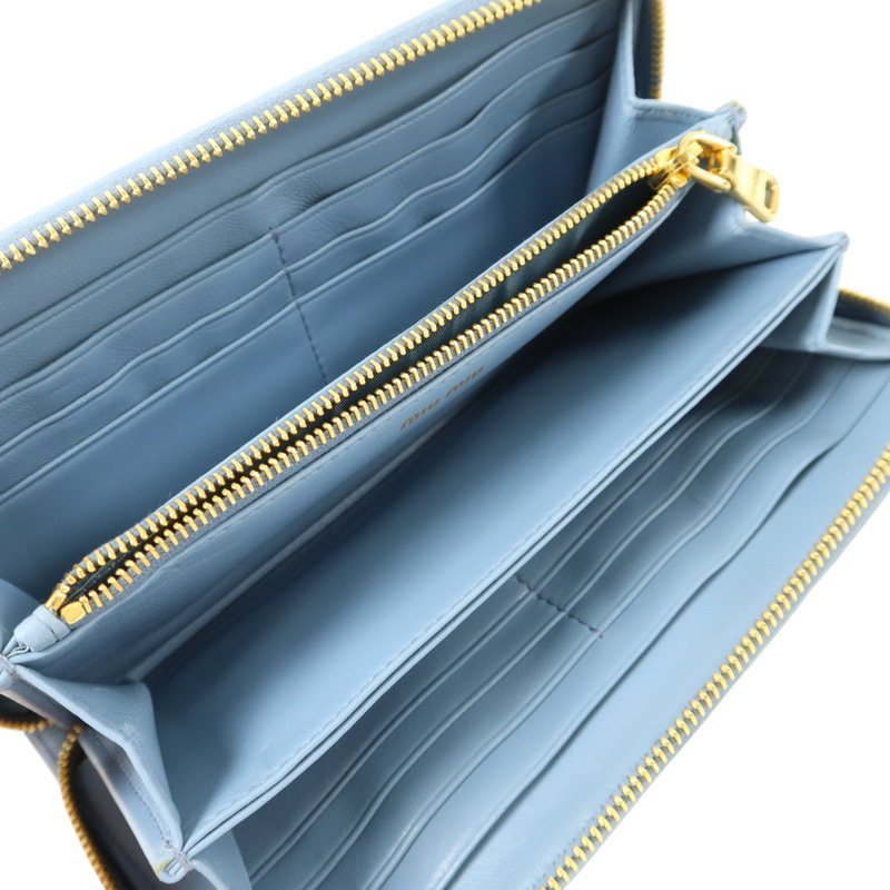 Miu Miu 羊皮皮革Long Wallet金扣拉鏈長錢包-5