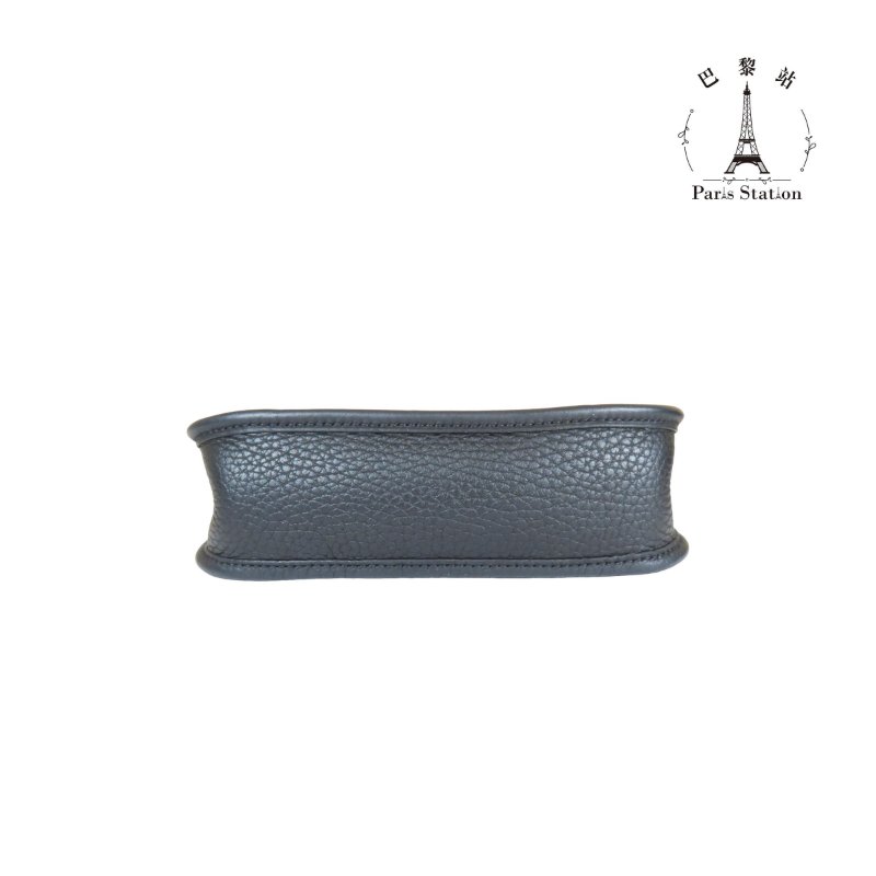 【巴黎站二手名牌專賣店】＊現貨＊HERMES 愛馬仕 真品＊W刻Mini Evelyne黑皮革金釦肩背斜背包-2