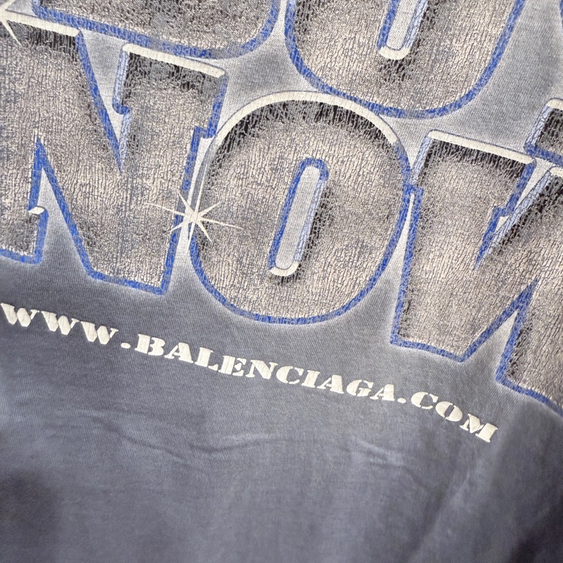 Balenciaga✨霧霾藍 See Now Buy Now 看到就買鑽石水洗破壞短袖 T恤 oversize-4