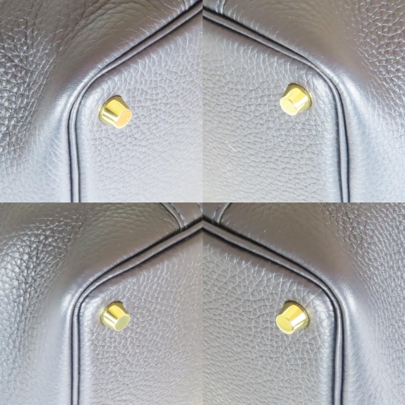 【巴黎站二手名牌專賣店】＊現貨＊HERMES 愛馬仕 真品＊U刻 PICOTIN 18海軍藍皮革金釦手提包 菜籃子-4