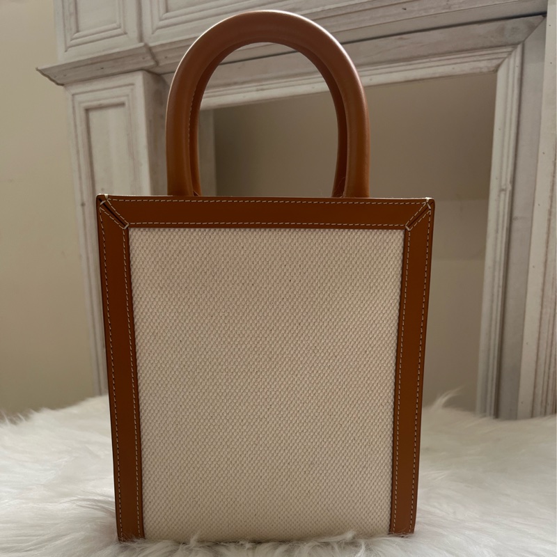 賽琳Celine Vertical Cabas迷你托特包 米色拼棕黃色-2