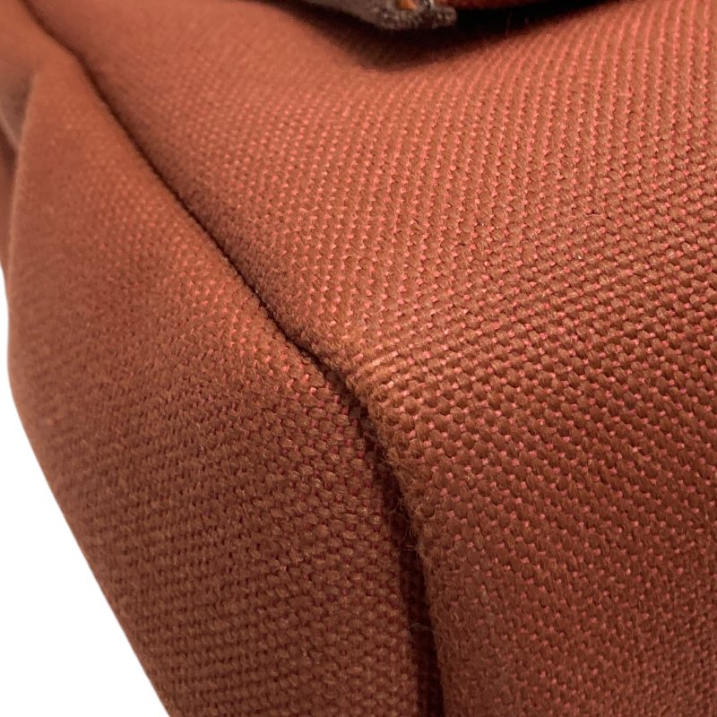 HERMES 愛馬仕 HERBAG 31 側背包 帆布/皮革 棕色/酒紅色 銀釦-9