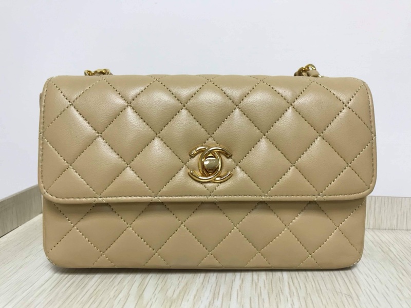 chanel vintage老香mini coco 18公分 奶茶色-0