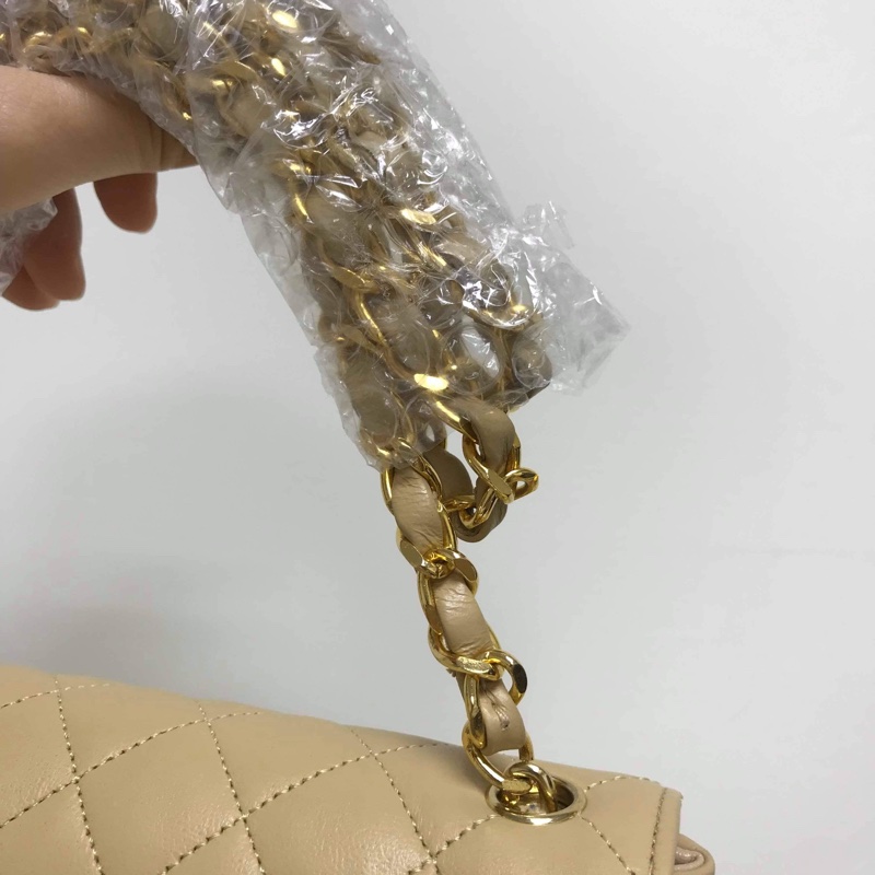 chanel vintage老香mini coco 18公分 奶茶色-7