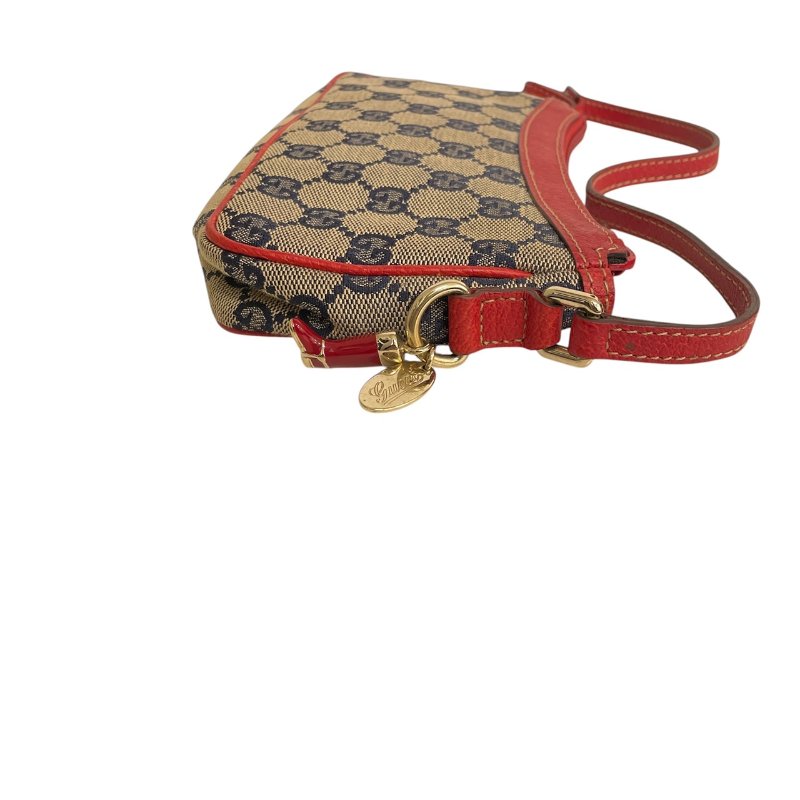GUCCI 古馳 154432 麻將包 帆布 老花 紅色/深藍色-3