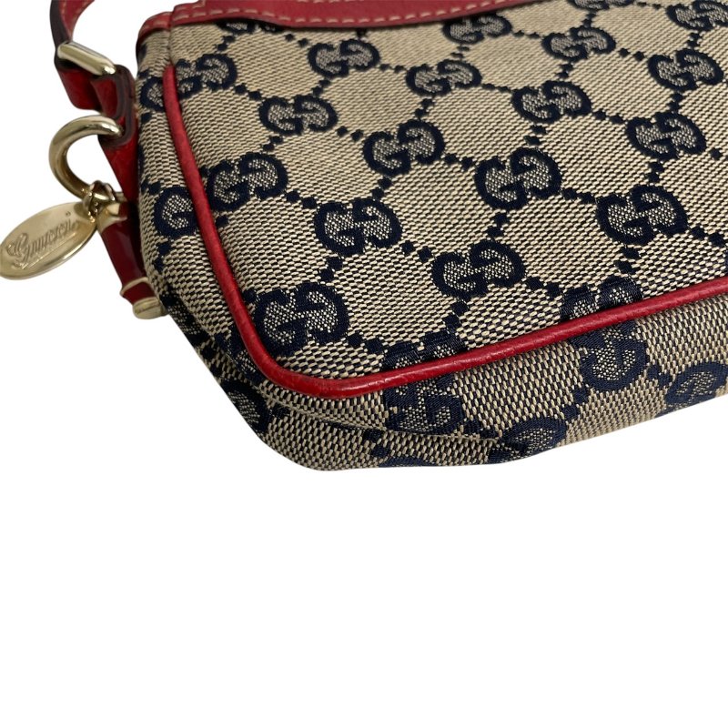 GUCCI 古馳 154432 麻將包 帆布 老花 紅色/深藍色-5