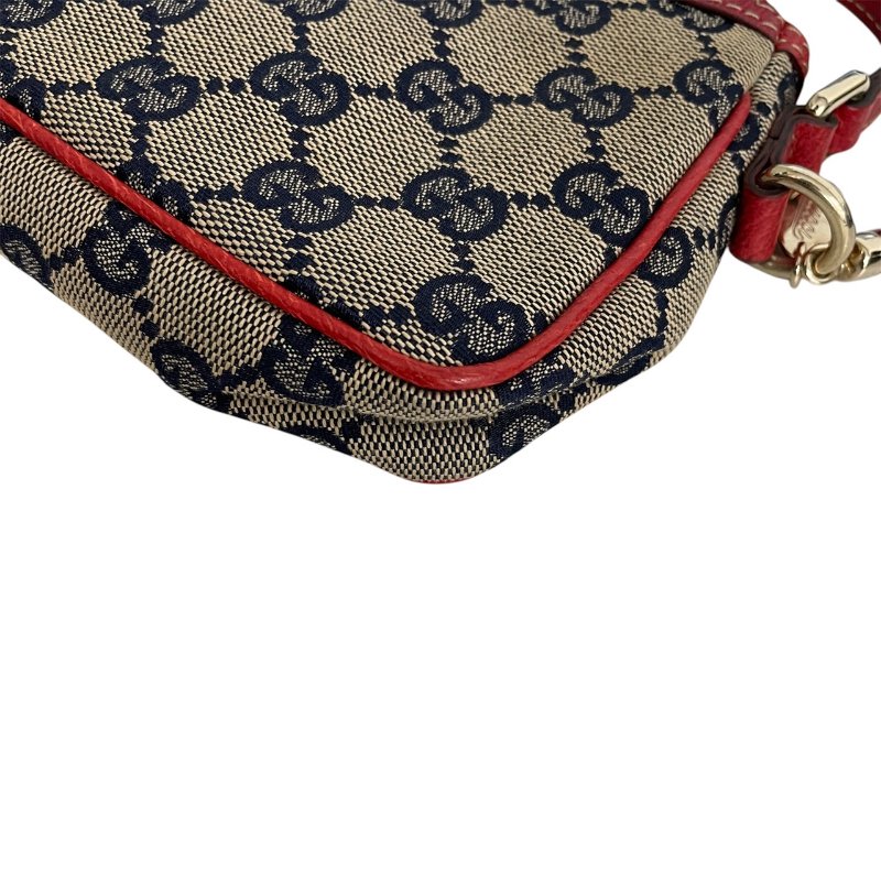 GUCCI 古馳 154432 麻將包 帆布 老花 紅色/深藍色-6
