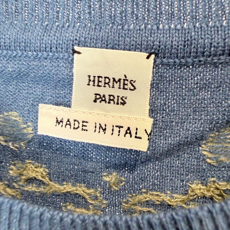 Hermes✨ 華麗的繮轡羊絨針織短袖上衣 #38-6
