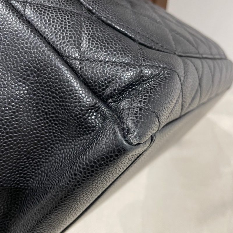 Chanel香奈兒黑銀荔枝牛GST，鐳射19開，尺寸33/24/13cm-9