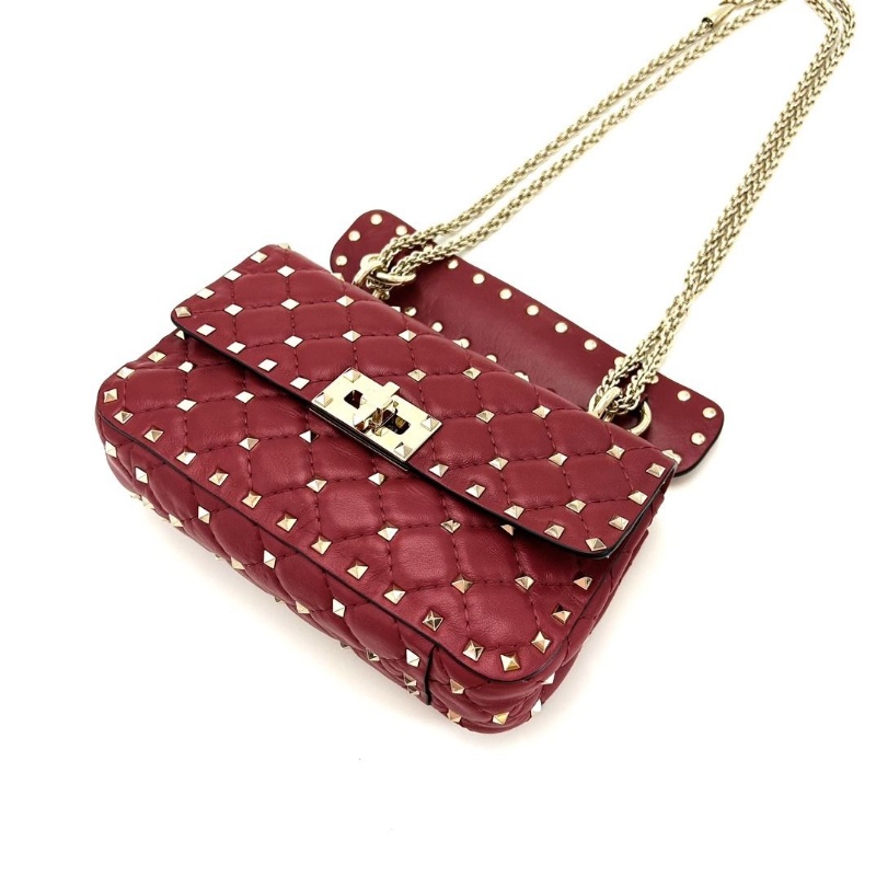 VALENTINO spike系列 紅色鉚釘小號肩背斜背包 20*12*5.5  9新 配件塵袋-5