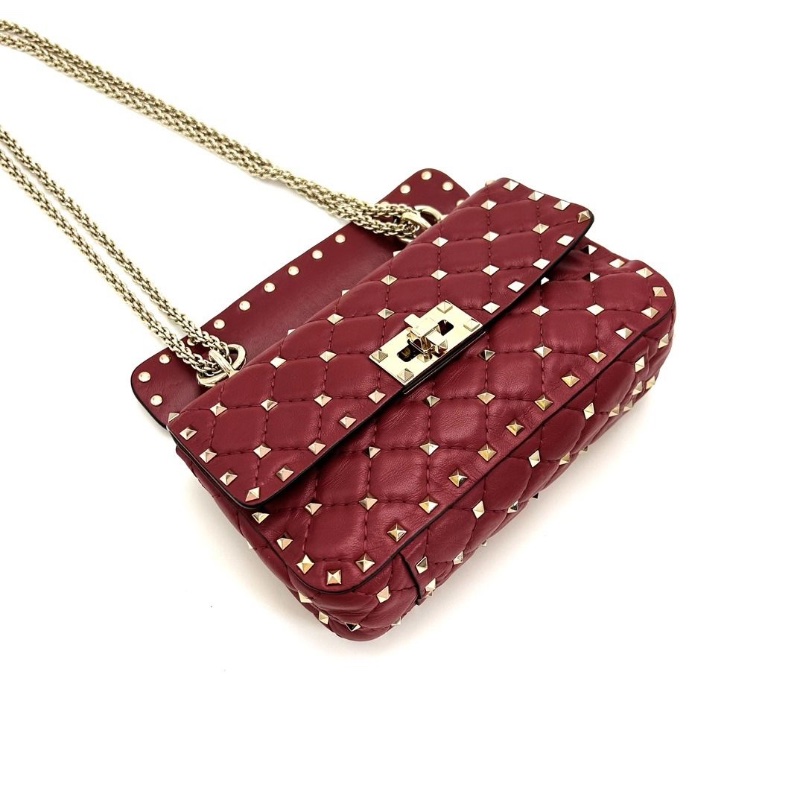 VALENTINO spike系列 紅色鉚釘小號肩背斜背包 20*12*5.5  9新 配件塵袋-6