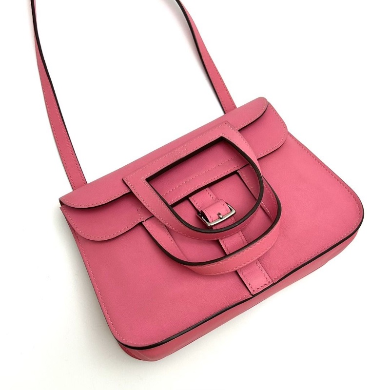 HERMES 唇膏粉銀扣halzan mini 手提肩背斜背包   21.5*14*6.5  9新 配件塵袋-3