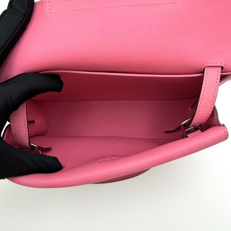 HERMES 唇膏粉銀扣halzan mini 手提肩背斜背包   21.5*14*6.5  9新 配件塵袋-5