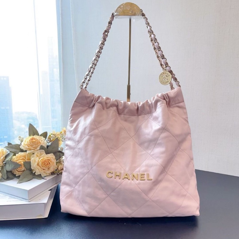 Chanel 22bag垃圾袋 中號 23s 淡粉色 芯片款   36*42*8  95新 配件塵袋-1