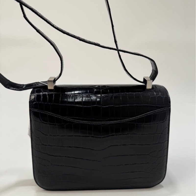 🐎【Hermès Constance 24 尼羅鱷 🐊深海藍 銀扣｜兩點 Crocodile Niloticus】-3
