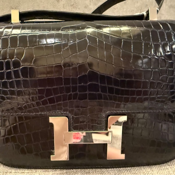 🐎【Hermès Constance 24 尼羅鱷 🐊深海藍 銀扣｜兩點 Crocodile Niloticus】-4