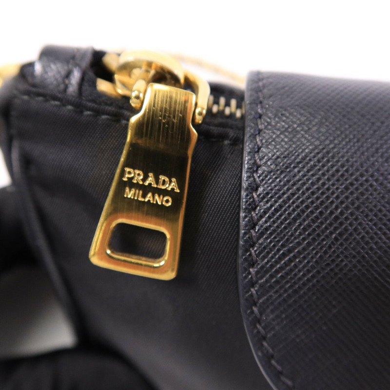 PRADA 皮革/尼龍Shoulder Bag鏈帶肩背袋-7