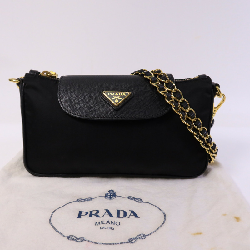 PRADA 皮革/尼龍Shoulder Bag鏈帶肩背袋-10
