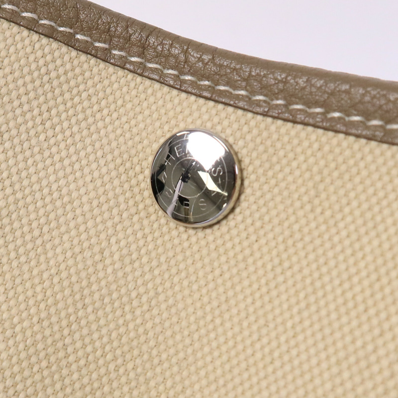 HERMES 皮革/帆布Garden Party TPM手挽袋Etoupe/Beton-6
