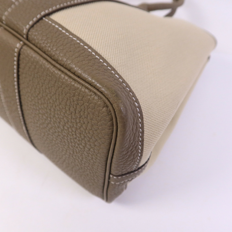 HERMES 皮革/帆布Garden Party TPM手挽袋Etoupe/Beton-9