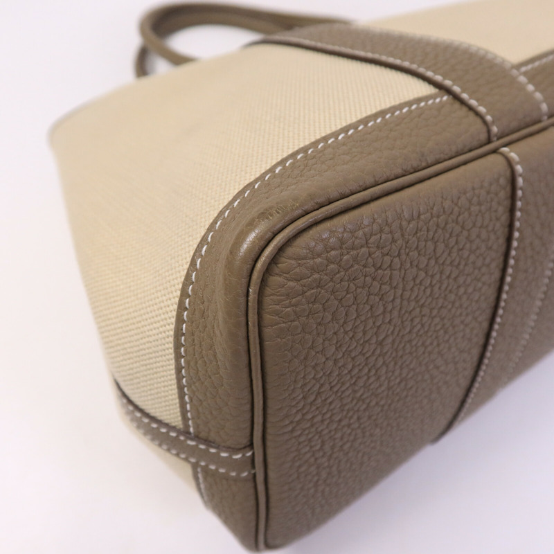 HERMES 皮革/帆布Garden Party TPM手挽袋Etoupe/Beton-10