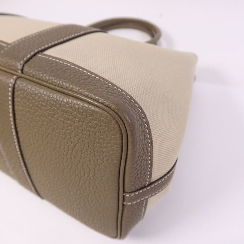 HERMES 皮革/帆布Garden Party TPM手挽袋Etoupe/Beton-11