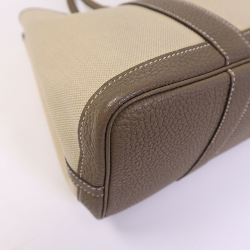 HERMES 皮革/帆布Garden Party TPM手挽袋Etoupe/Beton-12
