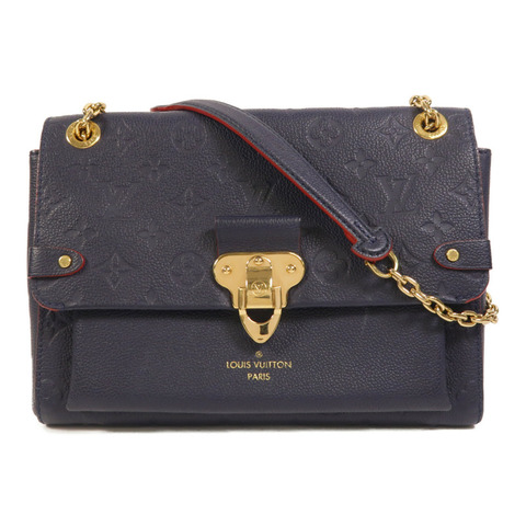 LOUIS VUITTON Monogram Empreinte Vavin PM金扣肩背袋深藍色