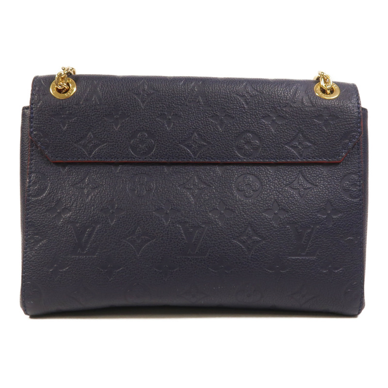 LOUIS VUITTON Monogram Empreinte Vavin PM金扣肩背袋深藍色-1