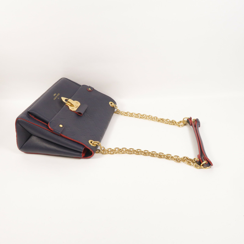 LOUIS VUITTON Monogram Empreinte Vavin PM金扣肩背袋深藍色-8