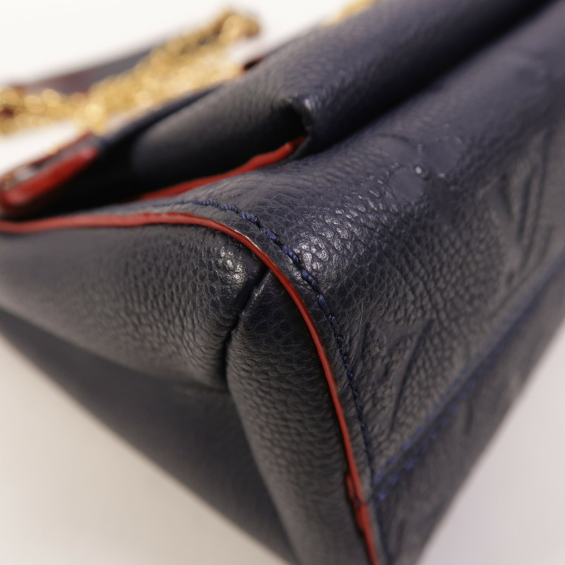 LOUIS VUITTON Monogram Empreinte Vavin PM金扣肩背袋深藍色-11