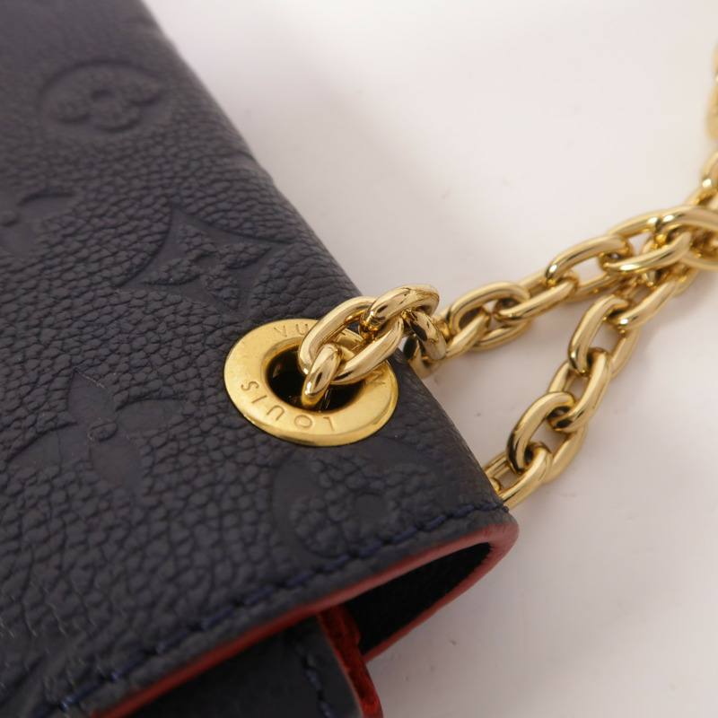 LOUIS VUITTON Monogram Empreinte Vavin PM金扣肩背袋深藍色-14