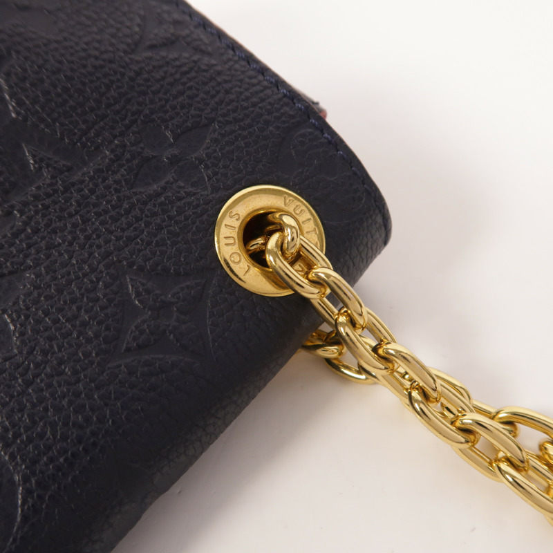 LOUIS VUITTON Monogram Empreinte Vavin PM金扣肩背袋深藍色-15