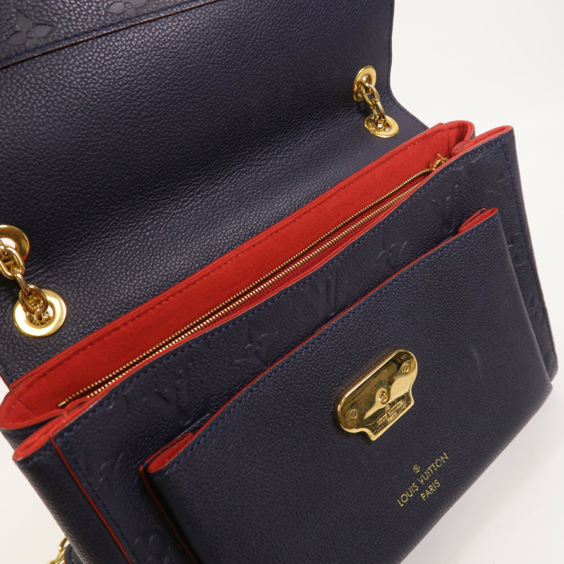 LOUIS VUITTON Monogram Empreinte Vavin PM金扣肩背袋深藍色-16
