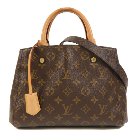 LOUIS VUITTON Monogram Montaigne BB金扣手挽肩背兩用袋棕色