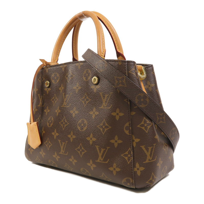 LOUIS VUITTON Monogram Montaigne BB金扣手挽肩背兩用袋棕色-2