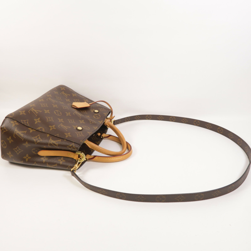 LOUIS VUITTON Monogram Montaigne BB金扣手挽肩背兩用袋棕色-8