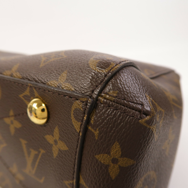 LOUIS VUITTON Monogram Montaigne BB金扣手挽肩背兩用袋棕色-10