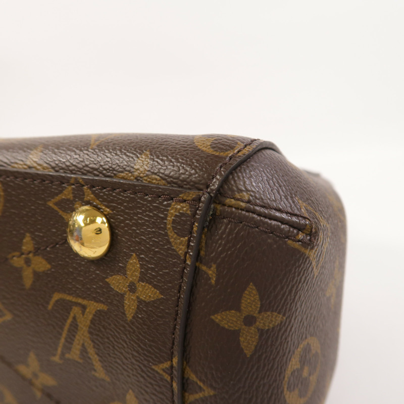 LOUIS VUITTON Monogram Montaigne BB金扣手挽肩背兩用袋棕色-12