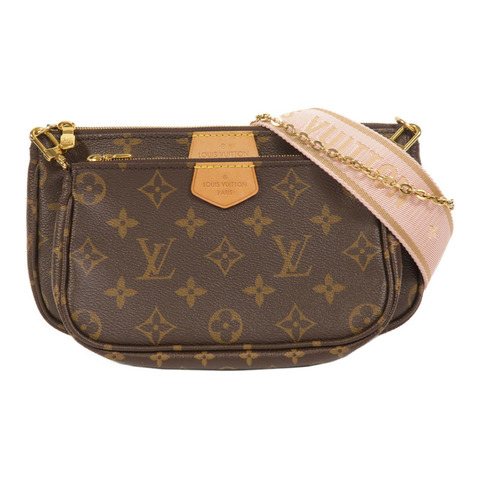 LOUIS VUITTON Monogram Multi Pochette Accessoires金扣手挽肩背兩用袋棕色