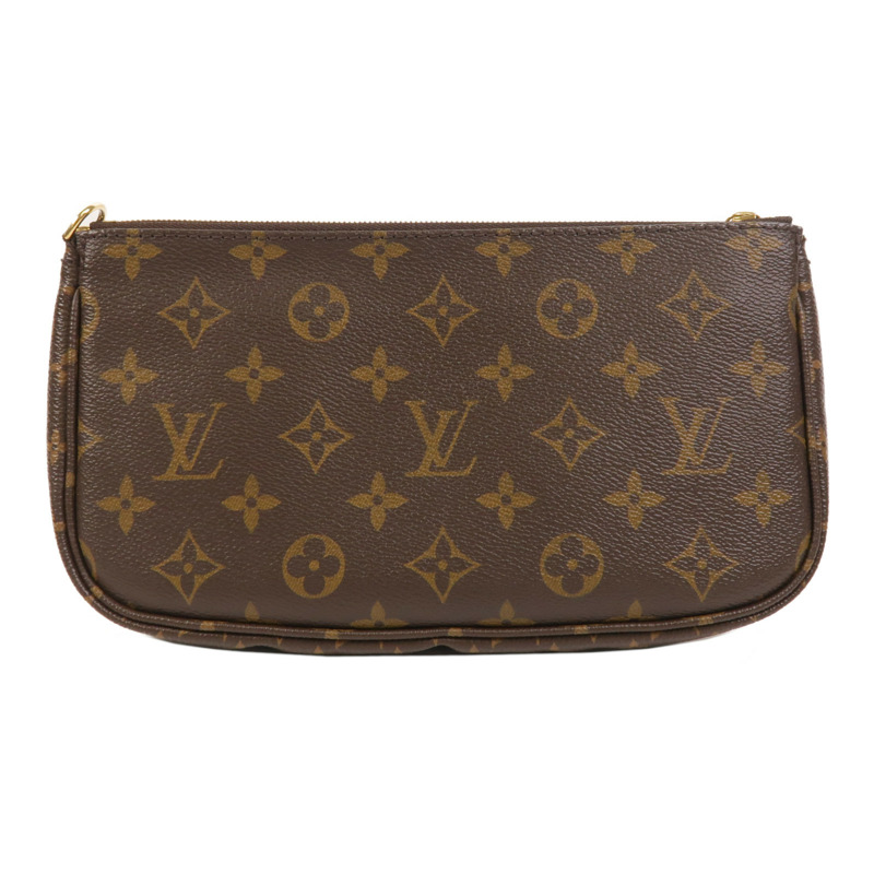 LOUIS VUITTON Monogram Multi Pochette Accessoires金扣手挽肩背兩用袋棕色-1