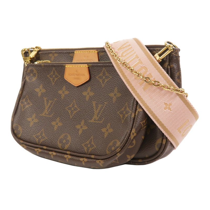 LOUIS VUITTON Monogram Multi Pochette Accessoires金扣手挽肩背兩用袋棕色-2