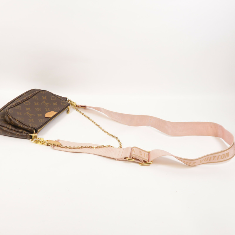 LOUIS VUITTON Monogram Multi Pochette Accessoires金扣手挽肩背兩用袋棕色-7