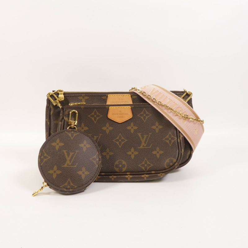 LOUIS VUITTON Monogram Multi Pochette Accessoires金扣手挽肩背兩用袋棕色-8