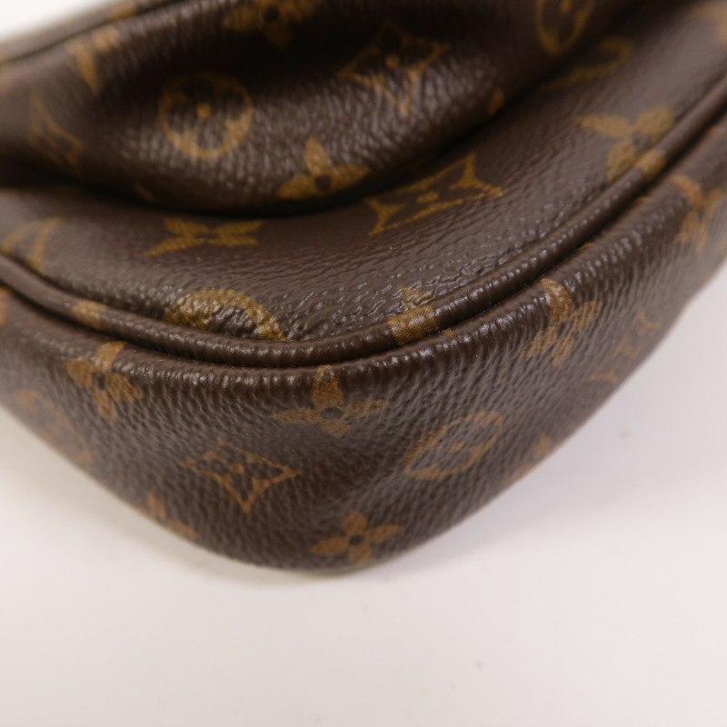 LOUIS VUITTON Monogram Multi Pochette Accessoires金扣手挽肩背兩用袋棕色-10