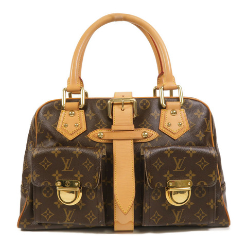 LOUIS VUITTON Monogram Manhattan GM金扣手挽袋棕色