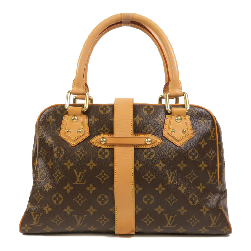 LOUIS VUITTON Monogram Manhattan GM金扣手挽袋棕色-1