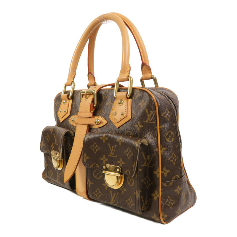 LOUIS VUITTON Monogram Manhattan GM金扣手挽袋棕色-2